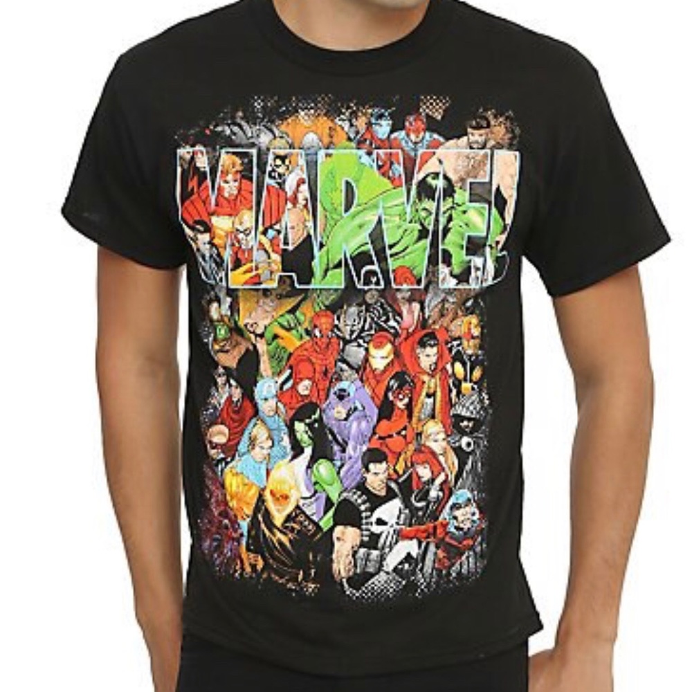 Marvel Comics Team Black T-shirt - Picture 2 of 5